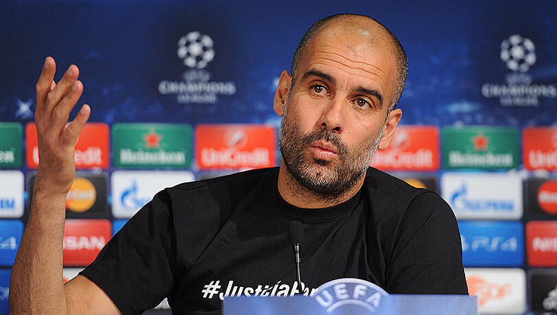 Hatte bei der Pressekonferenz vor dem Rückspiel gegen den FC Porto eine besondere Botschaft: Bayern-Trainer Pep Guardiola. Hatte bei der Pressekonferenz vor dem Rückspiel gegen den FC Porto eine besondere Botschaft: Bayern-Trainer Pep Guardiola.