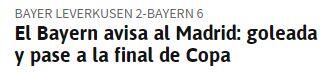 Die spanischen Kollegen haben natürlich schon das Champions-League-Duell gegen Madrid im Fokus. as.com : "Bayern warnt Madrid: Gewinnt und zieht ins Pokalfinale ein"