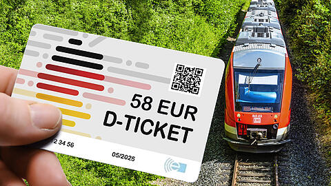 Das Deutschlandticket kostet vom kommenden Jahr an 58 Euro pro Monat. Deutschlandweit nutzen es derzeit rund 13 Millionen Menschen. (Fotomontage)