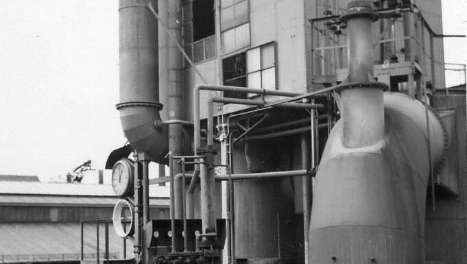 Ein Teil der Wassergasanlage um 1960. Ein Teil der Wassergasanlage um 1960.