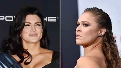 Ronda Rousey (r.) und Gina Carano werden im Mai gegeneinander k&auml;mpfen.