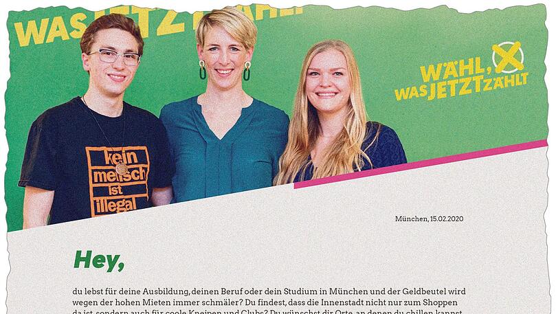 Mit "Hey" sprechen die Grünen per Brief Erstwähler an.