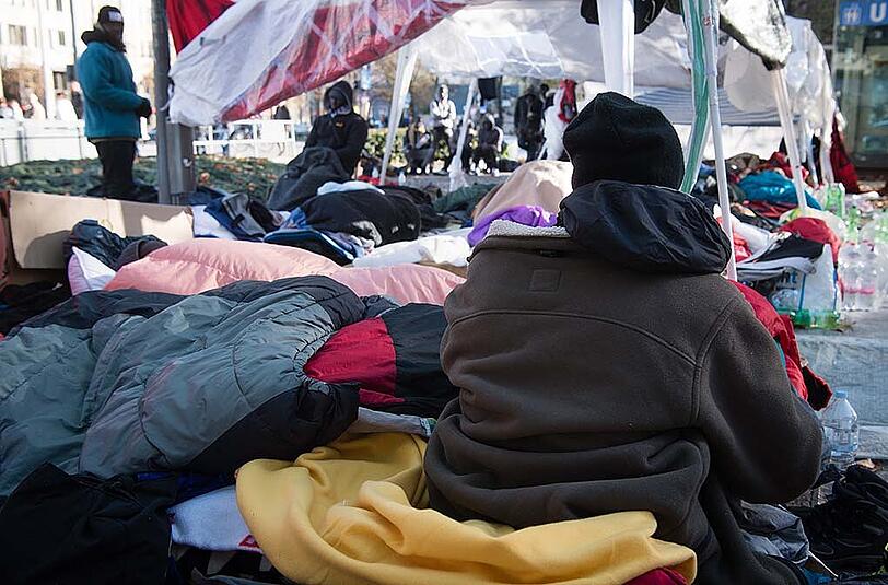 Bilder vom Flüchtlingslager am Sendlinger Tor.
