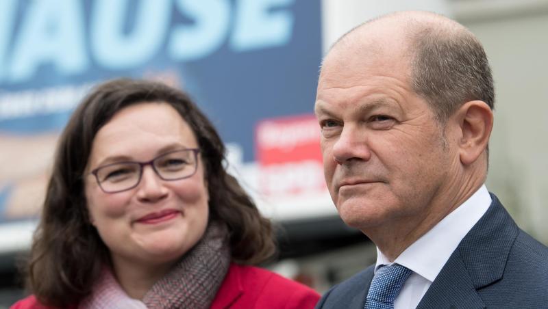 Parteichefin Andrea Nahles und der stellvertretender SPD-Bundesvorsitzende Olaf Scholz bei einer Pressekonferenz im vergangenen Herbst. Parteichefin Andrea Nahles und der stellvertretender SPD-Bundesvorsitzende Olaf Scholz bei einer Pressekonferenz im vergangenen Herbst.