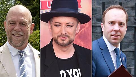Royal Mike Tindall, Sänger Boy George und Ex-Minister Matt Hancock (v.l.n.r.) ziehen ins britische Dschungelcamp 2022 ein.