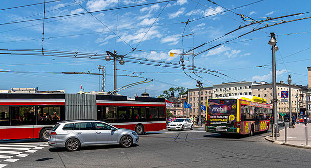 Öffentlicher Personen und Nahverkehr in Salzburg.