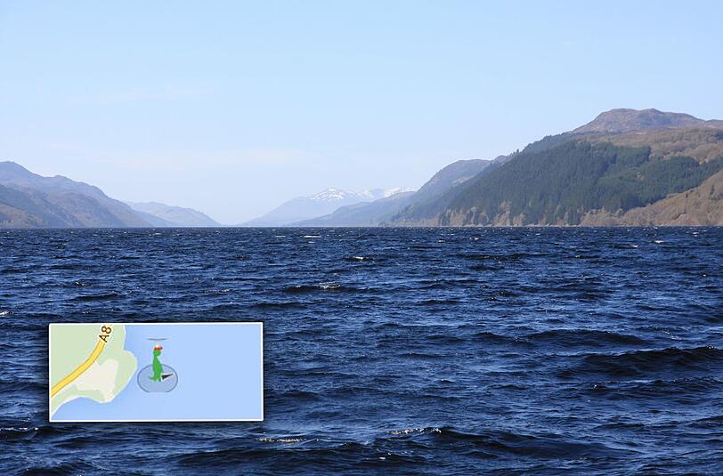 Mit Google Street View kann man sich auf dem Loch Ness in Schottland nach dem Ungeheuer Nessie umsehen