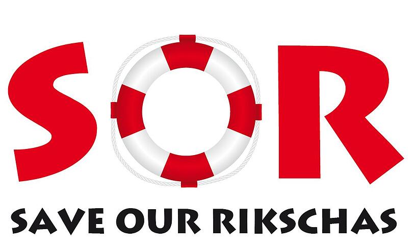 Mit dem Slogan "Save our Rikschas" ziehen die Pedalhelden in den Kampf um ihre Standplätze.