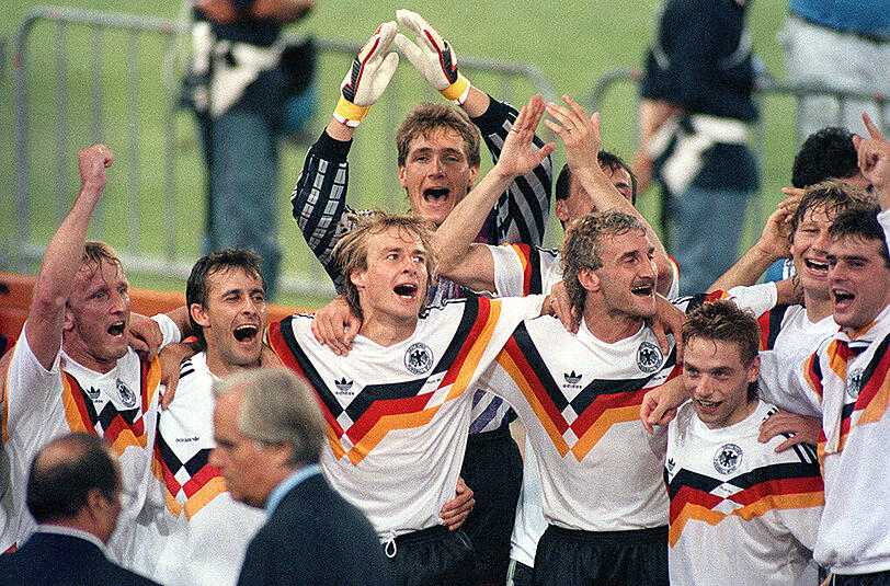 Weltmeister 1990: Thomas Häßler, Andreas Brehme, Pierre Littbarski, Jürgen Klinsmann, Bodo Illgner und Jürgen Kohler, Rudi Völler, Guido Buchwald und Co.